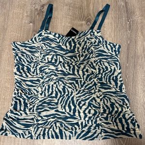 Women’s teal and green zebra striped sheared Cami